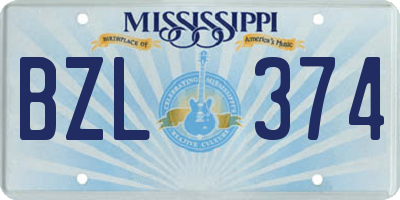 MS license plate BZL374
