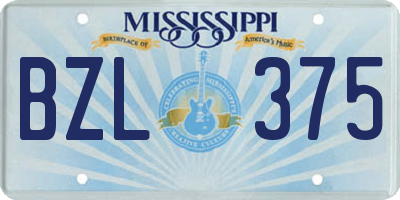 MS license plate BZL375