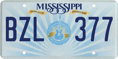 MS license plate BZL377