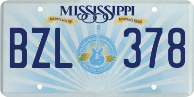 MS license plate BZL378