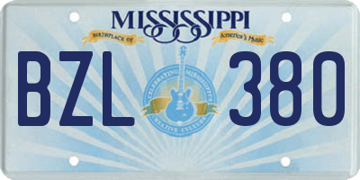 MS license plate BZL380