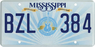 MS license plate BZL384
