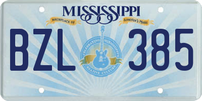 MS license plate BZL385