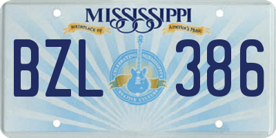 MS license plate BZL386