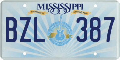 MS license plate BZL387