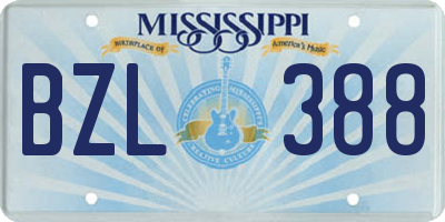 MS license plate BZL388