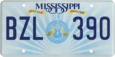 MS license plate BZL390