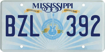 MS license plate BZL392