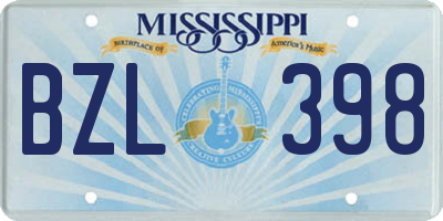 MS license plate BZL398