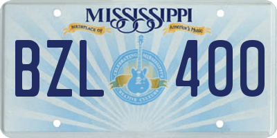 MS license plate BZL400