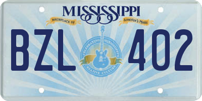 MS license plate BZL402