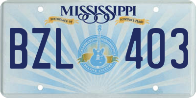 MS license plate BZL403