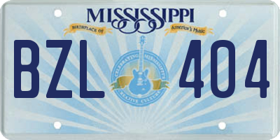 MS license plate BZL404
