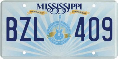 MS license plate BZL409