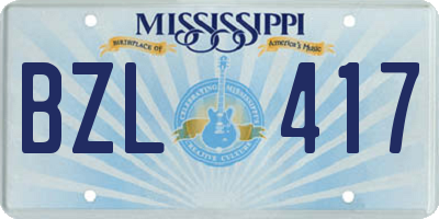 MS license plate BZL417