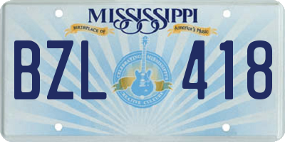 MS license plate BZL418
