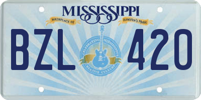 MS license plate BZL420
