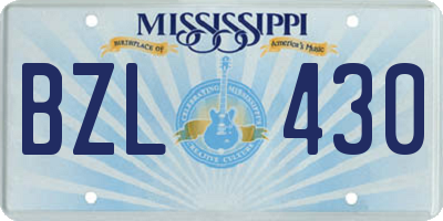 MS license plate BZL430