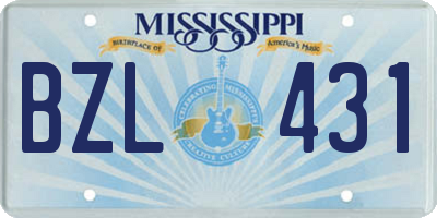MS license plate BZL431