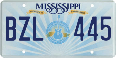 MS license plate BZL445