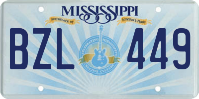 MS license plate BZL449