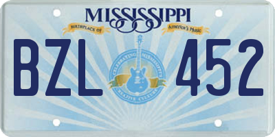MS license plate BZL452