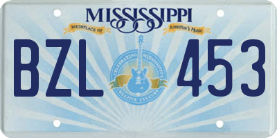 MS license plate BZL453