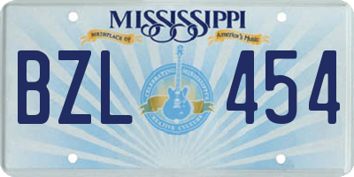MS license plate BZL454