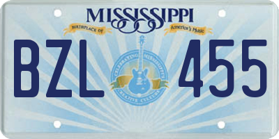 MS license plate BZL455