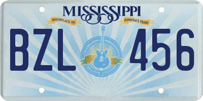 MS license plate BZL456