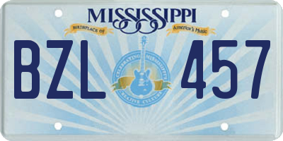 MS license plate BZL457