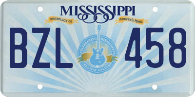 MS license plate BZL458
