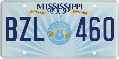 MS license plate BZL460