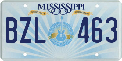 MS license plate BZL463