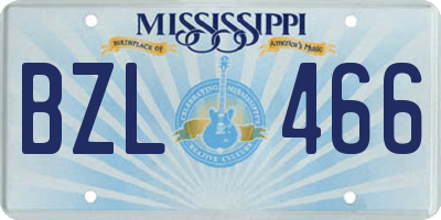 MS license plate BZL466