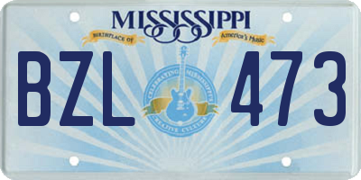 MS license plate BZL473