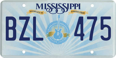 MS license plate BZL475