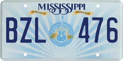 MS license plate BZL476