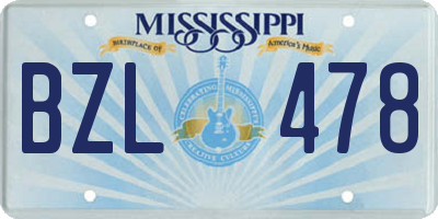 MS license plate BZL478