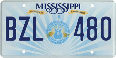 MS license plate BZL480