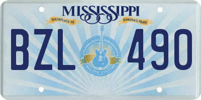MS license plate BZL490