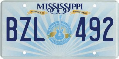 MS license plate BZL492