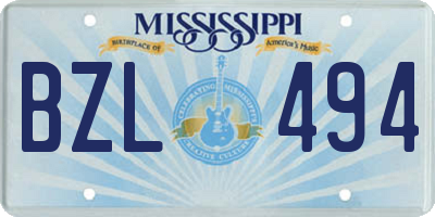 MS license plate BZL494