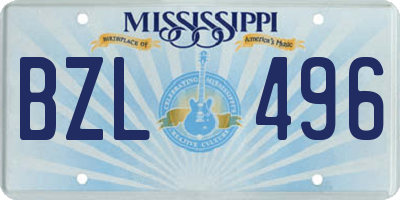 MS license plate BZL496