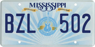 MS license plate BZL502