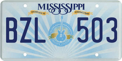 MS license plate BZL503