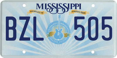 MS license plate BZL505