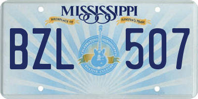 MS license plate BZL507
