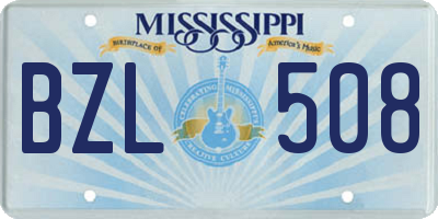 MS license plate BZL508