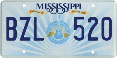 MS license plate BZL520